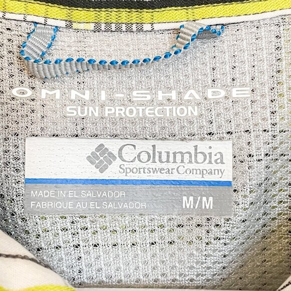 Columbia Omni Shade Button Down Shirt Men's M Yellow Plaid Short Sleeve AM7032 - Picture 4 of 5